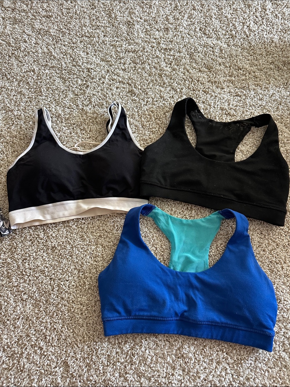 Bally Blue Teal and Black Racerback Bikini Tops Set